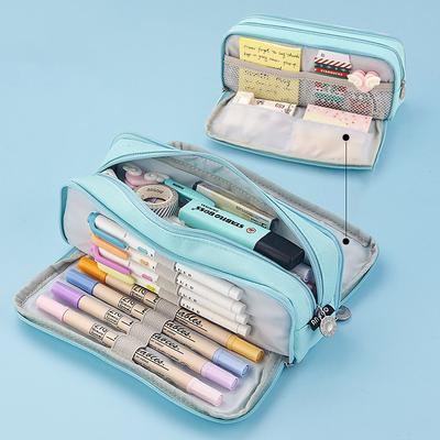 Large Capacity Pink Pencil Case Organizer – Multi-Layer Zipper Stationery Bag with Compartments for Girls, Students Artists