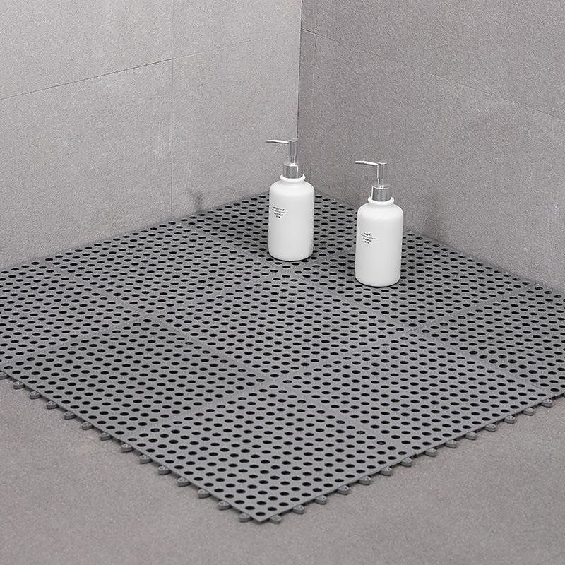 Interlocking Rubber Floor Tiles with Drain Holes DIY Size Bathroom Shower Toilet Floor Tiles Mat Interlocking Massage Soft Cushion Floor Tiles for Indoor/Outdoor