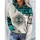 Women's Hoodie Sweatshirt Pullover Geometric Vintage Ethnic Street Casual Front Pocket Red Blue Green Vintage Ethnic Neon Bright Hoodie Long Sleeve Top Micro-elastic Fall Winter