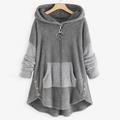 Women's Plus Size Zip Up Hoodie Sweatshirt Zip Hoodie Sweatshirt Fleece Color Block Street Casual Zip Up Front Pocket Peach Light Grey Dark Grey Teddy Pullover Sherpa Fleece Loose Fit Hoodie Long