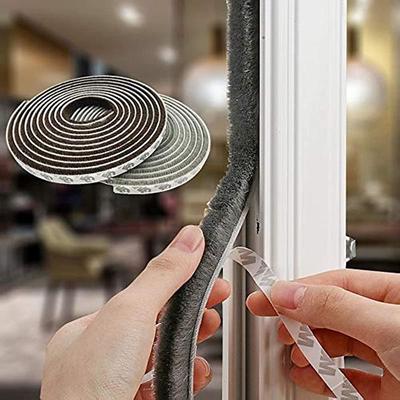 1 Roll Weather Stripping For Door,Self Adhesive Brush Window Seal Strip For House Windows Weatherproof Soundproof Dustproof 16 FT Length Home Improvement