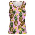 Men's Tank Top Undershirt Graphic Tee Funny T Shirts Sleeveless T Shirt for Men Pineapple Crew Neck Light Yellow Black Yellow Pink Green 3D Print Daily Holiday Sleeveless 3D Print Clothing Apparel