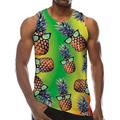 Men's Tank Top Undershirt Graphic Tee Funny T Shirts Sleeveless T Shirt for Men Pineapple Crew Neck Light Yellow Black Yellow Pink Green 3D Print Daily Holiday Sleeveless 3D Print Clothing Apparel