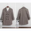 Kid's Unisex Woolen Coat Outerwear Solid Color Long Sleeve Button Coat School Fashion Daily Khaki Gray Spring Fall 7-13 Years