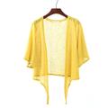 Women's Shrug Open Front Crochet Knit Cotton Thin Summer Spring Outdoor Daily Going out Shrugs Stylish Casual Half Sleeve Solid Color White Yellow Pink L XL 2XL