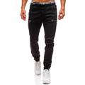 Men's Jeans Joggers Trousers Denim Pants Drawstring Zipper Pocket Plain Comfort Breathable Daily Going out Denim Fashion Casual Black Dark Blue