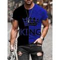 Men's T shirt Tee Tee Letter Splicing King Crew Neck Black / Yellow Black / Gray Blue Orange Red 3D Print Plus Size Causal Daily Short Sleeve Clothing Apparel Basic Vintage Chic Modern Casual