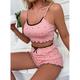 Women's Pajama Sets 2 Pieces Dot Print Lettuce Trim Crop Cami Top with Shorts Pj Sets Pink Gray 3 3XL Sping Summer