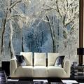 3D Central Park Mural Wallpaper Snow Winter Black And White Peel And Stick Removable PVC/Vinyl Material Self Adhesive/Adhesive Required Wall Decor Wall Mural for Living Room Bedroom