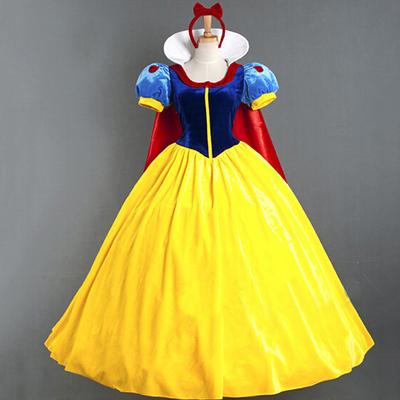 Snow White Princess Masquerade Women's Movie Cosplay Princess Vacation Dress Yellow Carnival Masquerade Dress Cloak