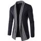 Men's Sweater Cardigan Knit Regular Check Pattern Knitted Houndstooth Halter Neck Vintage Style Soft Daily Weekend Clothing Apparel Winter Fall Black Dark Gray M L XL