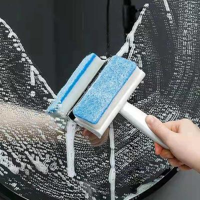 Magic Window Glass Cleaning Brush Double-sided Sponge Wiper Scraper Bathroom Wall Shower Squeegee Mirror Scrubber Tools