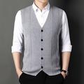 Men's Sweater Vest Wool Sweater Ribbed Knit Knitted Stripes V Neck Modern Contemporary Korean Daily Wear Going out Clothing Apparel Sleeveless Spring Fall Black Camel M L XL