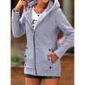 Women's Winter Coat Hoodie Jacket Street Fall Winter Regular Short Coat Regular Fit Windproof Warm Stylish Contemporary Casual Jacket Long Sleeve Plain with Pockets Full Zip Red Blue Green