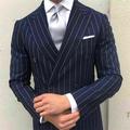 Green Black Burgundy Men's Wedding Suits Pinstripe Peak Lapel Business Formal Striped Suits 2 Piece Fashion Plus Size Double Breasted Six-buttons 2024