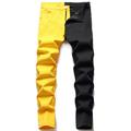 Men's Jeans Trousers Denim Pants Pocket Color Block Comfort Breathable Daily Going out Fashion Casual Black / Red ArmyGreen