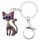 Enamel Alloy Floral Elegant Kitten Cat Keychains Key Ring Animal Pets Jewelry Gift for Women Girls Purse Handbag Charms Accessories