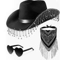 Rhinestone Cowgirl Hat Glitter Cowboy Hat Sparkly Cowboy Hat Men Women Cosplay Party Costume