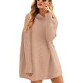 Women's Pullover Sweater Jumper Turtleneck Ribbed Knit Acrylic Patchwork Lantern Sleeve Winter Long Outdoor Stylish Elegant Casual Long Sleeve Solid Color Black White Pink S M L