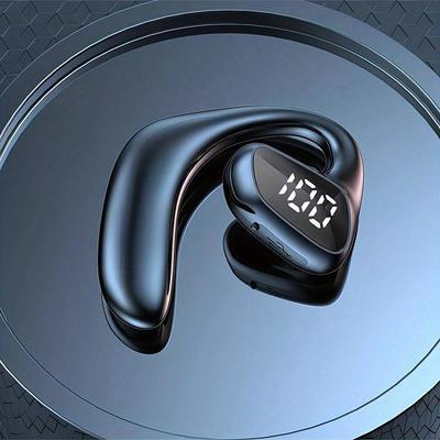 Single Ear Hook Earbud Bluetooth Headphones Single air Conduction Earphone Wireless Headset with Micphone Waterproof Hands-Free Cell Phones Earpiece