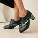 Women's Pumps Oxfords Brogue Plus Size Party Outdoor Daily Galaxy Summer Chunky Heel Round Toe Elegant Vacation Vintage PU Lace-up Black Yellow Green
