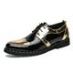 Men's Oxfords Brogue Dress Shoes Lug Sole Metallic Shoes Business Wedding Party Evening PU Lace-up Black Silver Gold Summer Spring