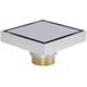 4 inch Shower Floor Drain Square, Removable Brass Flange Reversible 2-in-1 Cover Tile Insert Grate, Hair Catcher Strainer Black Chrome Golden