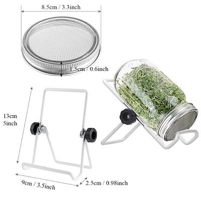 Seed Sprouting Jar Kit,Mouth Sprouting Jars with 1 Screen Lids Stands and Trays, Seed Germination Kit for Growing Broccoli, Alfalfa, and Bean Sprouts