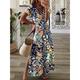 Women's A Line Dress Summer Dress Print Dress Floral Ditsy Floral Split Print V Neck Maxi long Dress Daily Vacation Short Sleeve Summer Spring