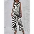 Women's Tank Top Pants Sets Striped Casual Daily Print Black Sleeveless Fashion Round Neck Summer