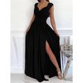 Women's Black Dress Prom Dress Lace Dress Maxi Dress Black Pink Wine Sleeveless Lace Spring Fall Winter V Neck Fashion Black Cocktail Dress