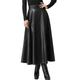 Women's Skirt Long Skirt Midi High Waist Skirts Ruched Solid Colored Street Daily Fall Winter Faux Leather Elegant Fashion Casual Black