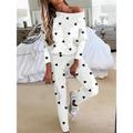 Women's Sweatsuit Love and Heart Pattern Lounge Sets Heart Letter Sport Comfort Home Street Vacation Polyester Crew Neck Long Pant Pullover Fall Winter Black White