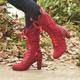 Women's Boots Xmas Shoes Plus Size Heel Boots Party Christmas Daily Solid Colored Mid Calf Boots Winter Lace-up Chunky Heel Pointed Toe Round Toe Vintage Walking PVC Lace-up Black Red Brown