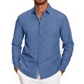 Men's Shirt Button Up Shirt Casual Shirt Summer Shirt Black White Blue Long Sleeve Plain Lapel Daily Vacation Clothing Apparel Fashion Casual Comfortable Smart Casual