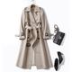 Women's Trench Coat Long Coat Belted Overcoat Double Breasted Lapel Winter Coat Windproof Warm Jacket Fashion Elegant Lady Outerwear Black Blue Camel Beige