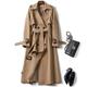 Women's Trench Coat Long Coat Belted Overcoat Double Breasted Lapel Winter Coat Windproof Warm Jacket Fashion Elegant Lady Outerwear Black Blue Camel Beige