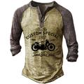 T shirt Tee Henley Shirt Graphic Prints Motorcycle Henley Clothing Apparel Outdoor Casual Long Sleeve Button-Down Print Stylish Lightweight Vintage Sixties Grey And White