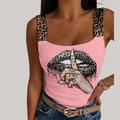 Women's Tank Top Going Out Tops Summer Tops Concert Tops Leopard Valentine's Day Casual Weekend Print White Sleeveless Basic Square Neck