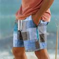 Plaid Color Block Men's Resort 3D Printed Board Shorts Swim Trunks Elastic Waist Drawstring with Mesh Lining Aloha Hawaiian Style Holiday Beach S TO 3XL