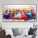 Large Dancing Girl's Painting on Canvas Handpainted Wall Decor Colorful Women Wall Art Extra Large Canvas Modern Home Decoration Dancer Canvas Art Home Room Decor No Frame