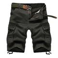 Men's Cargo Shorts Shorts Hiking Shorts Multi Pocket Straight Leg 6 Pocket Solid Color Wearable No-Iron Short Casual Daily Chino Loose ArmyGreen Black High Waist Inelastic