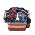 Women's Crossbody Bag Shoulder Bag Bucket Bag Polyester PU Leather Daily Holiday Beach Tassel Zipper Embossed Color Block Patchwork Quilted Light Blue Red Navy Blue