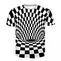 Men's Shirt T shirt Tee Graphic Geometric 3D Round Neck A B C D White Causal Short Sleeve Print Clothing Apparel