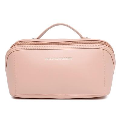 Women's Handbag Makeup Bag Cosmetic Bag PU Leather Travel Large Capacity Durable Solid Color Black White Pink