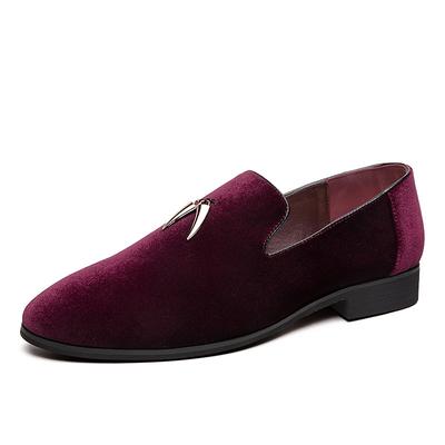 Men's Dress Loafers Slip-Ons Shoes Plus Size Business British Party Evening Velvet Shoes Black Red Royal Blue Summer Spring