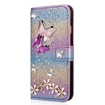 Phone Case For Samsung Galaxy S24 S23 S22 S21 S20 Ultra Plus FE A72 A32 A52 S10 S9 S8 S7 Plus Edge Wallet Case with Stand Holder Flip Rhinestone Heart Glitter Shine Hard PU Leather