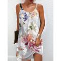 Women's Sundress Summer Dress Floral Print Strap Mini Dress Active Tropical Outdoor Daily Sleeveless Loose Fit Black White Red Summer Spring S M L XL XXL