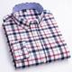 Men's Dress Shirt Button Down Shirt Oxford Shirt Light Blue Dark Red Red Long Sleeve Plaid / Striped / Chevron / Round Shirt Collar All Seasons Office Career Daily Wear Clothing Apparel Print