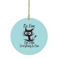 1pc Cat Car Hanging Ornament 2D Acrylic Round Cat Letter Ornament It's Fine I'm Fine Everything Is Fine